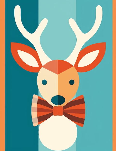 A cartoon of a deer with a bow tie