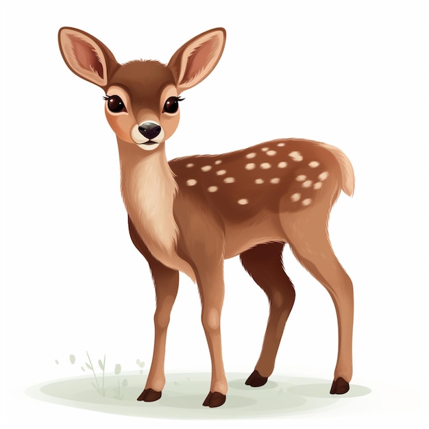 Cartoon deer with spots on its face standing in the grass generative ai