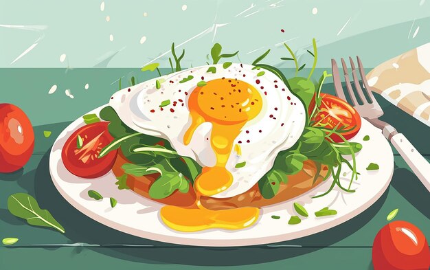 Cartoon Delicious Poached Egg Illustratie