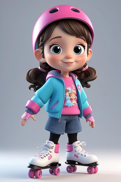 Cartoon Design Cute Little Girl with Skates
