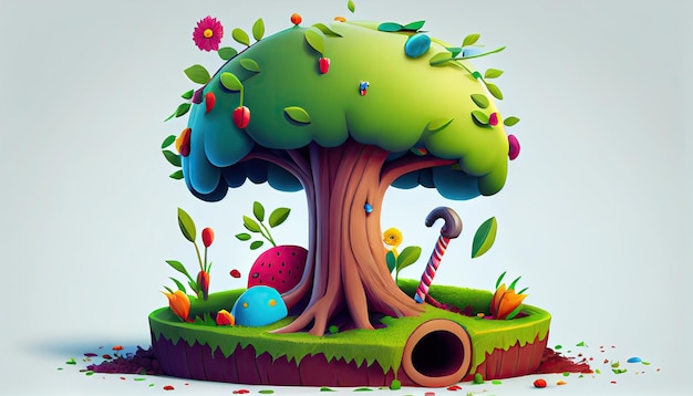 Cartoon design tree planting illustration colorful Earth Day the importance of loving nature