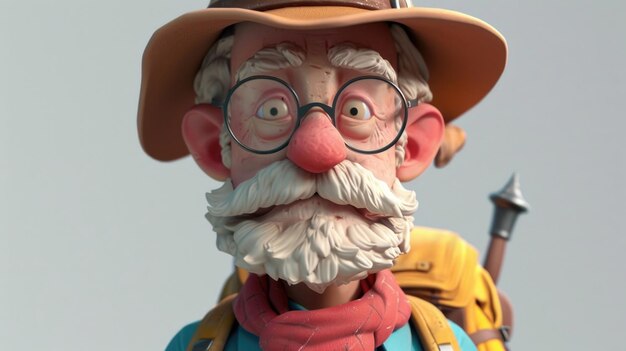 Cartoon digital avatars of aging adventurer