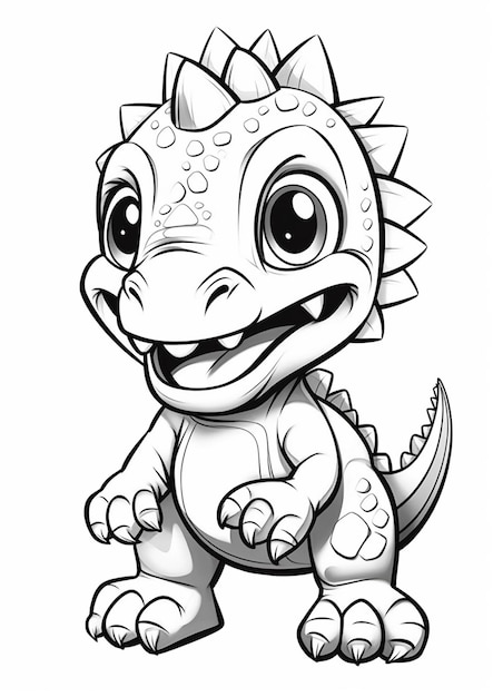 A cartoon dinosaur with big eyes and a big smile generative ai