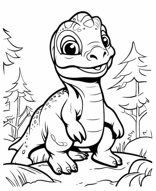 A cartoon dinosaur with a big smile on his face generative ai