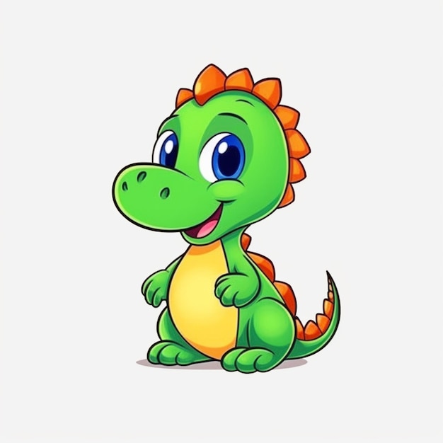 a cartoon dinosaur with a big smile sitting down generative ai