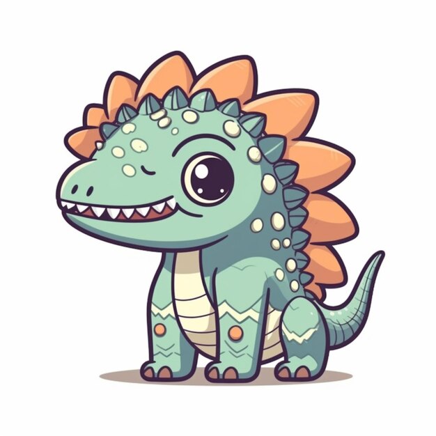 cartoon dinosaur with a big smile sitting down generative ai