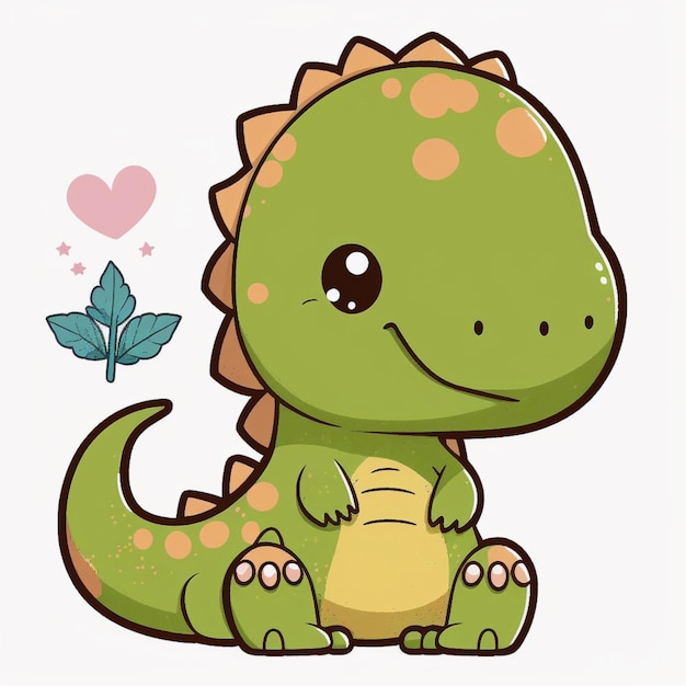 Photo cartoon dinosaur with a flower in its hand generative ai