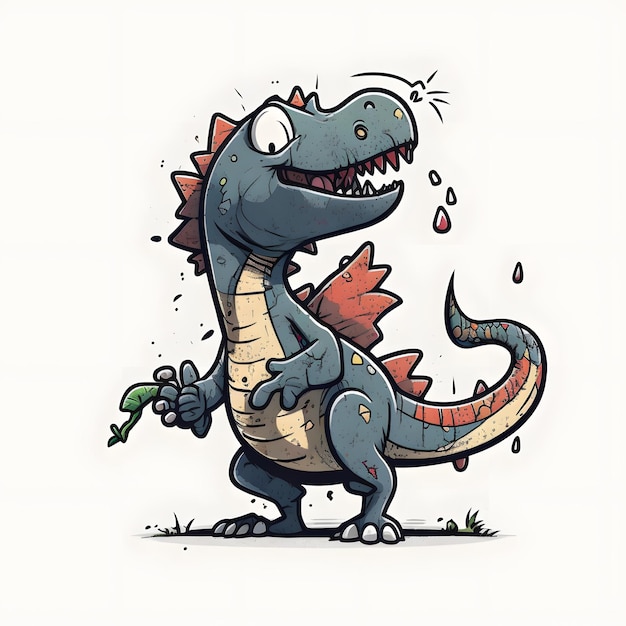 A cartoon of a dinosaur with a green t - rex on its back.