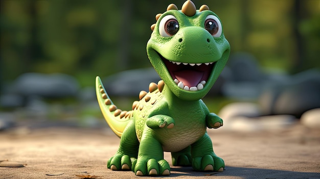 Cartoon Dinosaur With Open Mouth and Tongue Out