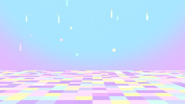 Cartoon disco floor and shooting stars