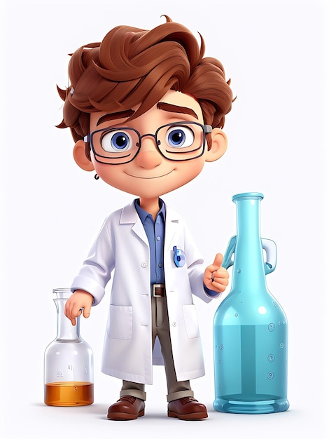 Photo a cartoon of a doctor with a bottle of medicine and a bottle of medicine ai generated