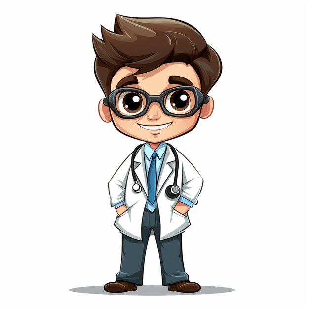 cartoon doctor with glasses and a stethoscope generative ai