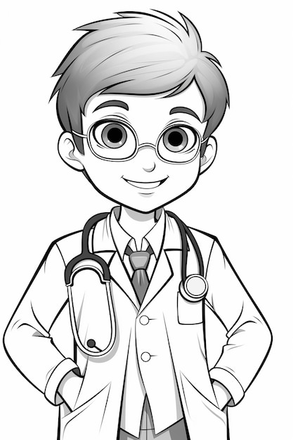 a cartoon doctor with a stethoscope and glasses generative ai