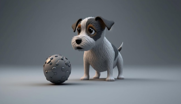 A cartoon dog playing with a ball Ai Generative