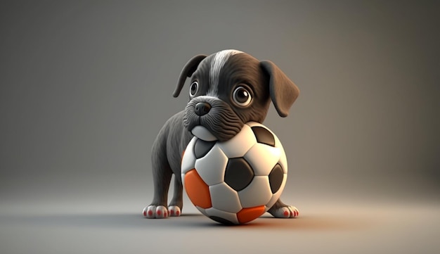 A cartoon dog playing with a ball Ai Generative