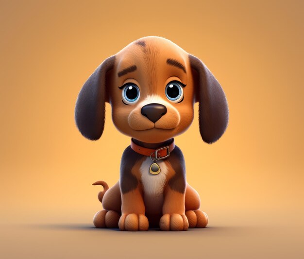 Photo a cartoon dog sitting on a brown surface