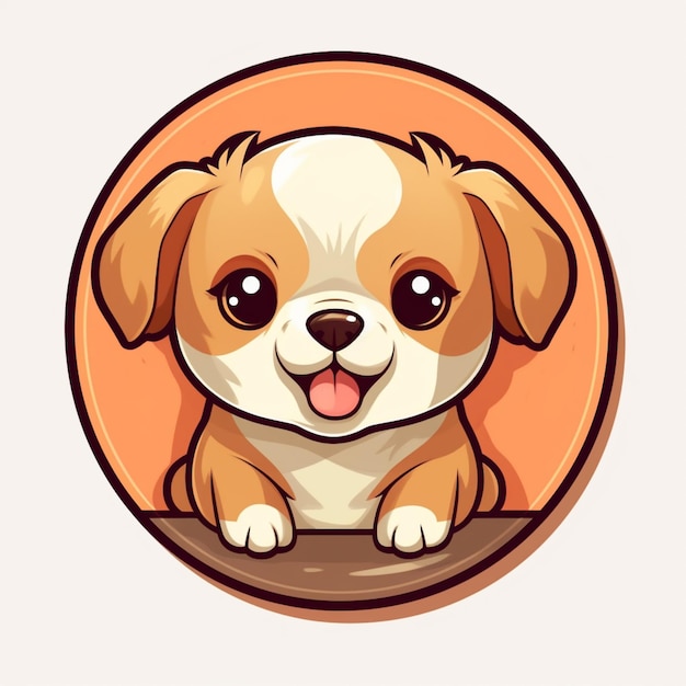 cartoon dog sitting in a circle with tongue sticking out generative ai