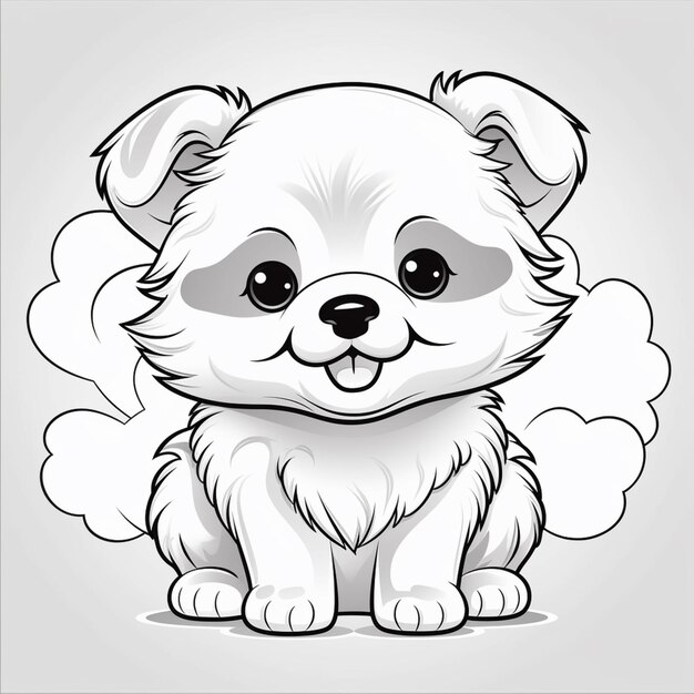 Photo a cartoon dog sitting on a cloud with a sad look generative ai