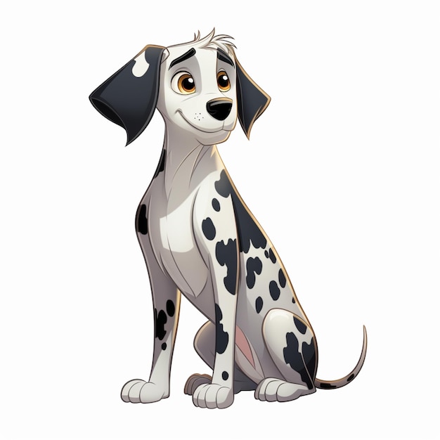 Photo cartoon dog sitting down with a black and white spot on its face generative ai
