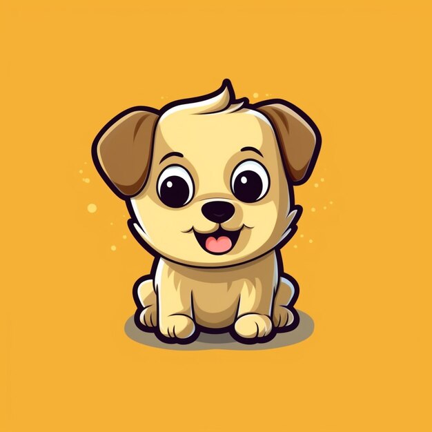 A cartoon dog sitting on the ground with its tongue out generative ai