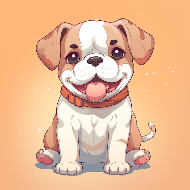 Photo cartoon dog sitting on the ground with tongue out generative ai