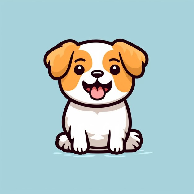 cartoon dog sitting on the ground with tongue sticking out generative ai