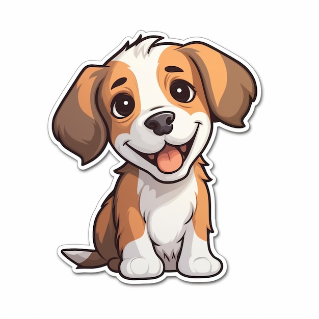 cartoon dog sticker with a happy face and tongue generative ai