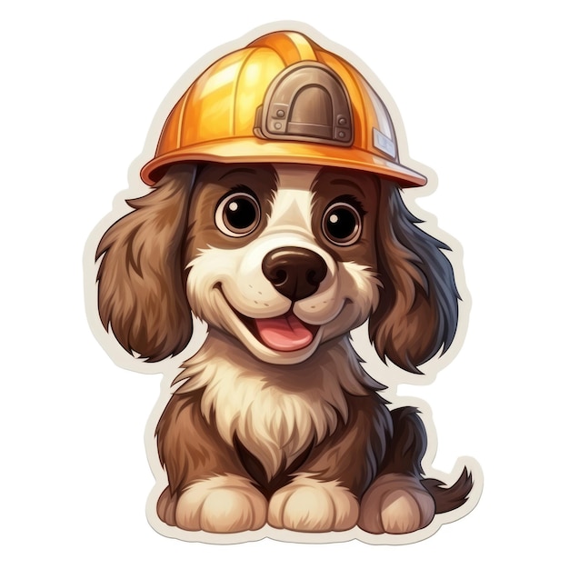 A cartoon dog wearing a hard hat Digital art