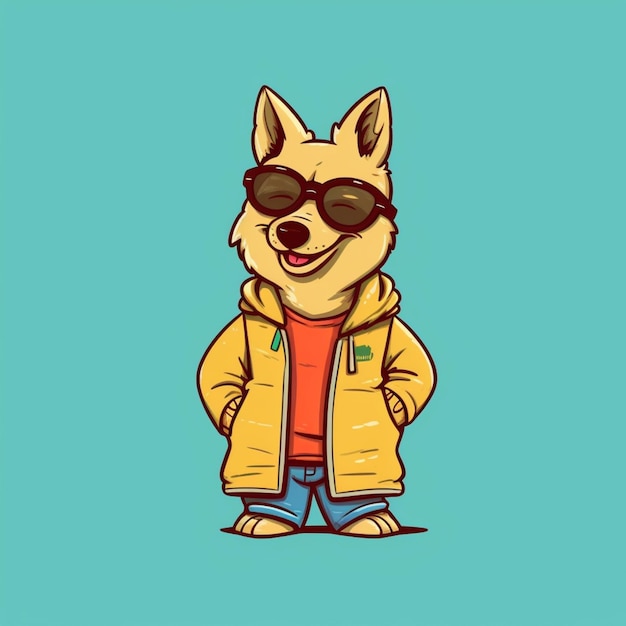 a cartoon dog wearing sunglasses and a jacket generative ai