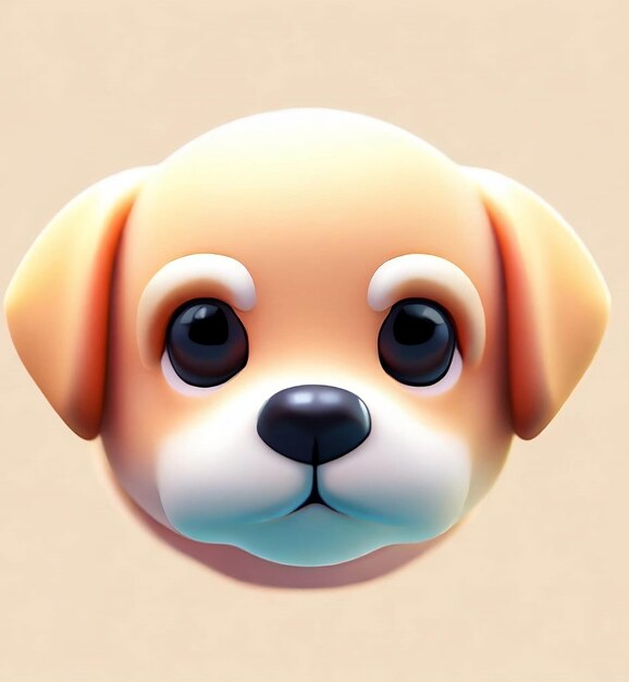 ベージュ色の背景に大きな目の犬の漫画が表示されます。