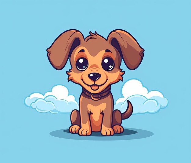 Photo cartoon dog with a blue background and a blue background.