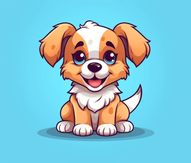 A cartoon dog with a blue background that says'happy dog'on it