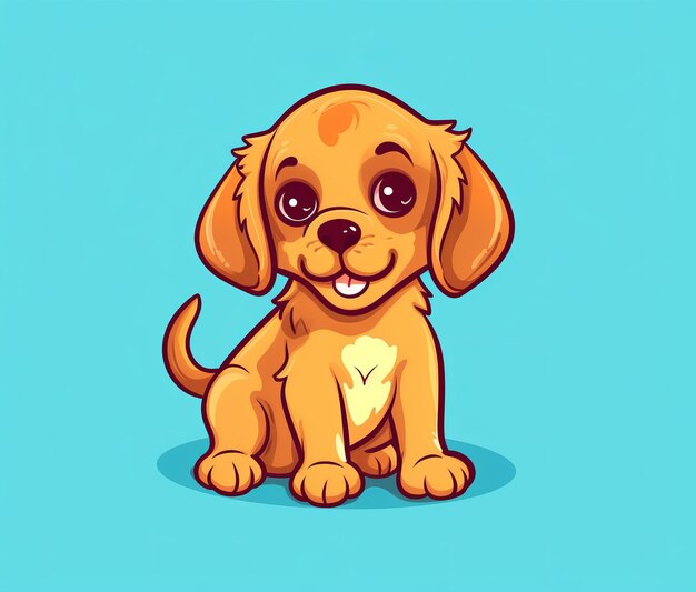 A cartoon dog with a blue background that says'puppy'on it '