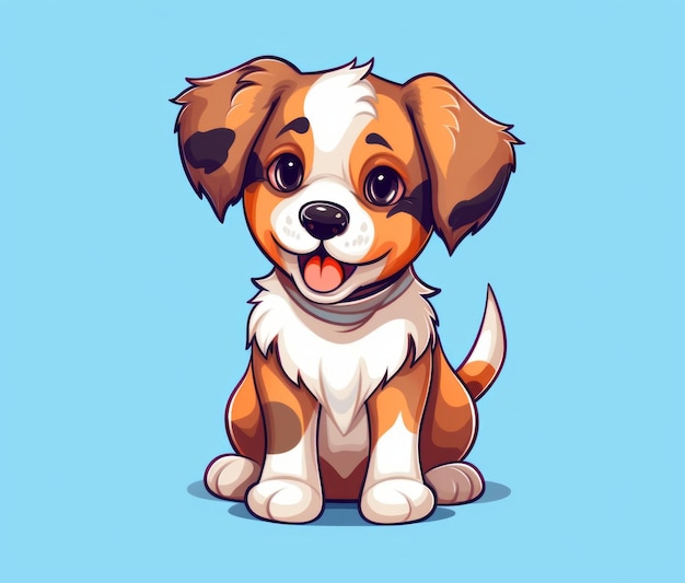 Cartoon dog with a blue background