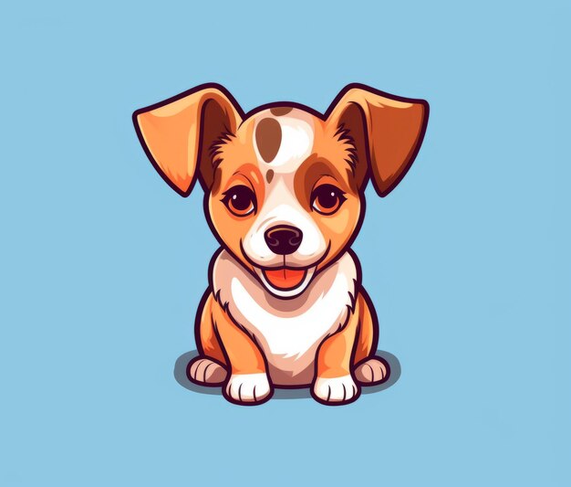 A cartoon dog with a blue background