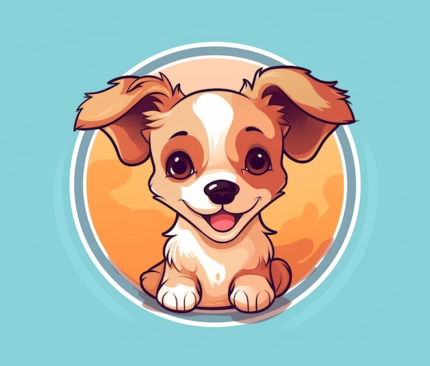 Cartoon dog with a blue circle background