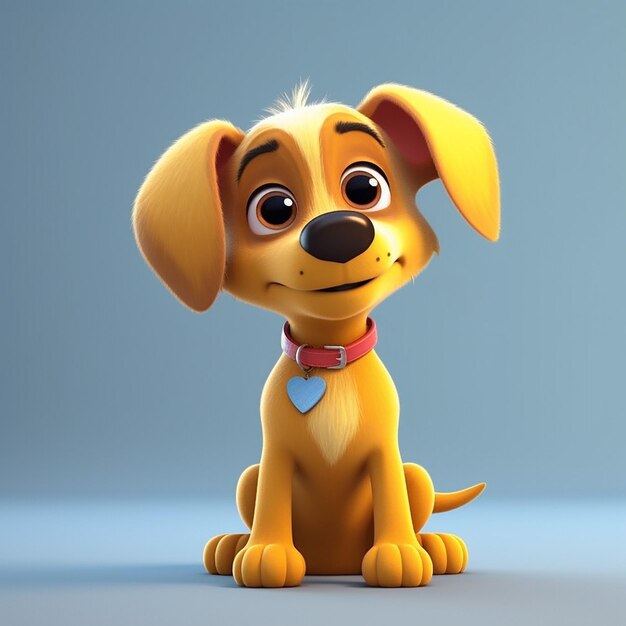 A cartoon dog with a blue tag that says'puppy'on it