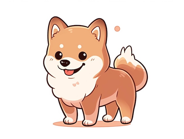 幸せそうな顔と大きな笑顔の漫画の犬の生成 ai