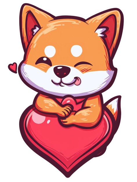 A cartoon dog with a heart in its paws