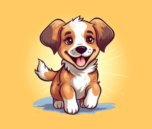 A cartoon dog with a yellow background