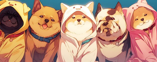 Photo a cartoon of dogs wearing a hoodie and a hoodie