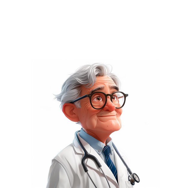 Foto cartoon dokter met bril en stethoscoop generatieve ai