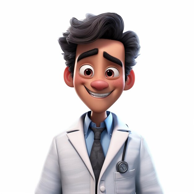 Cartoon dokter met een snor en een stropdas generatieve ai