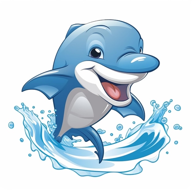 cartoon dolphin jumping out of the water generative ai