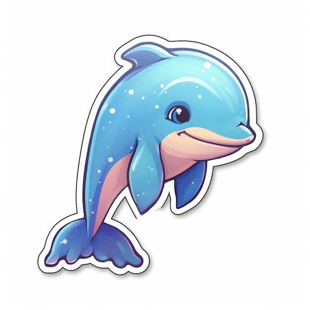 Cartoon dolphin with blue water and bubbles on its head generative ai