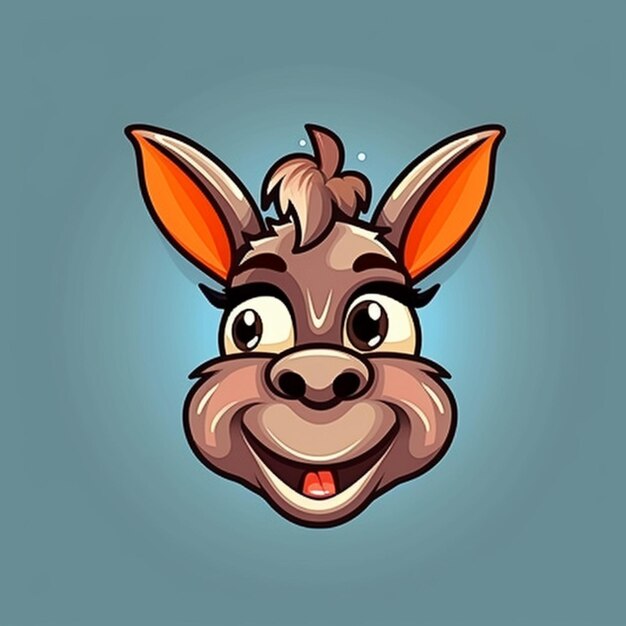 Photo cartoon donkey face 2d clipart design