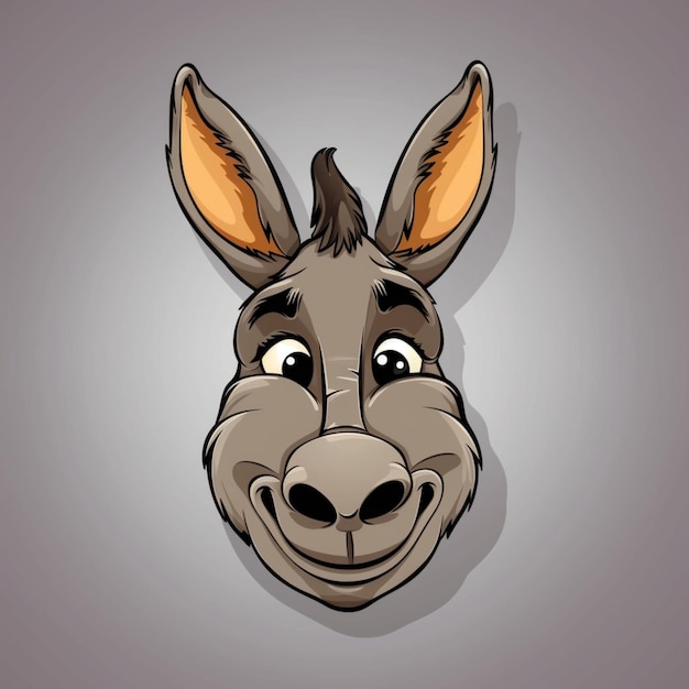 Photo cartoon donkey face 2d clipart design