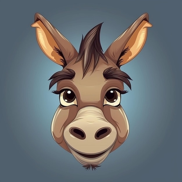 Photo cartoon donkey face 2d clipart design