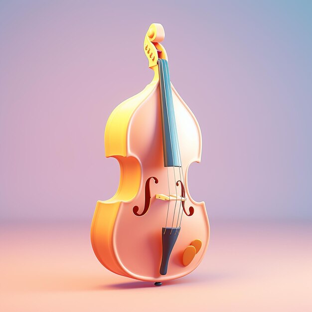 Cartoon double bass 3D