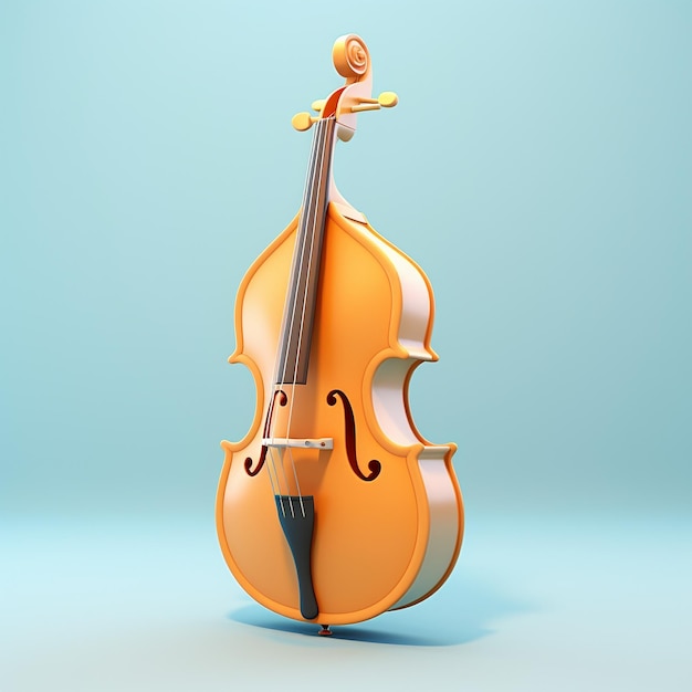 Cartoon double bass 3D